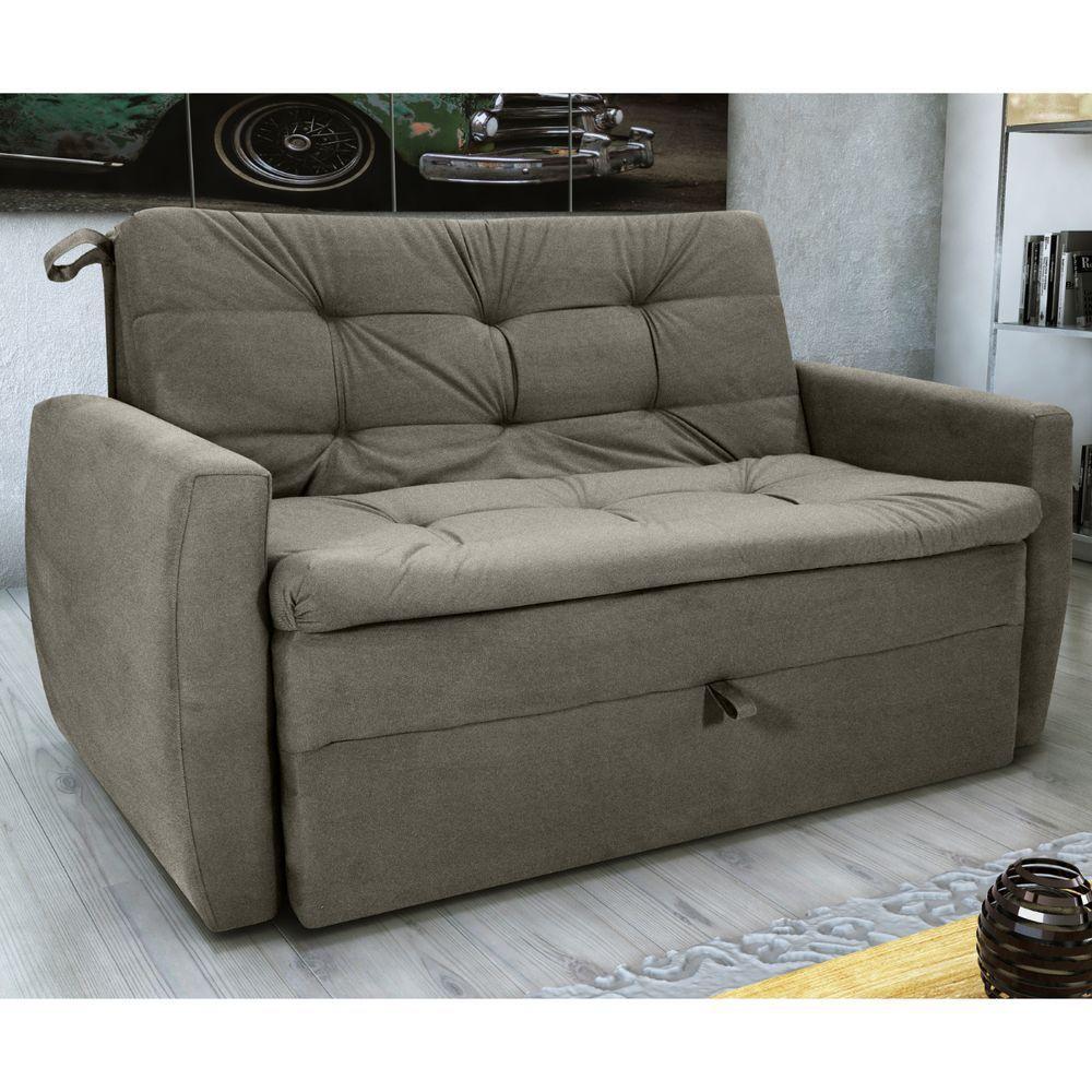 Sofá Cama Para Sala De Estar Dingle Veludo Turkey Marrom - 1