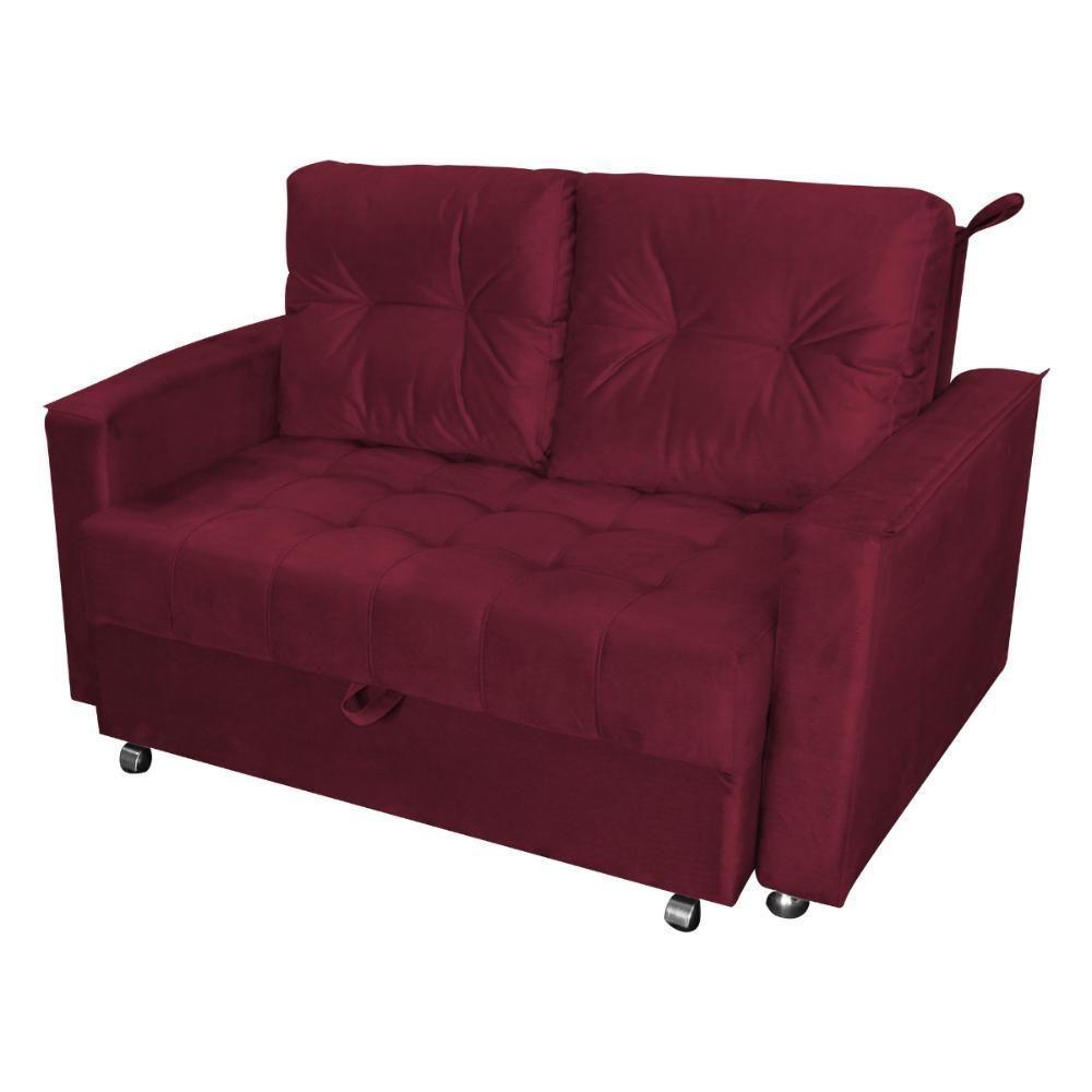 Sofá Cama Para Sala De Estar Remy Veludo Vinho - 2