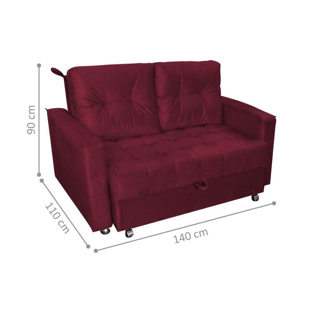 Sofá Cama Para Sala De Estar Remy Veludo Vinho - 4