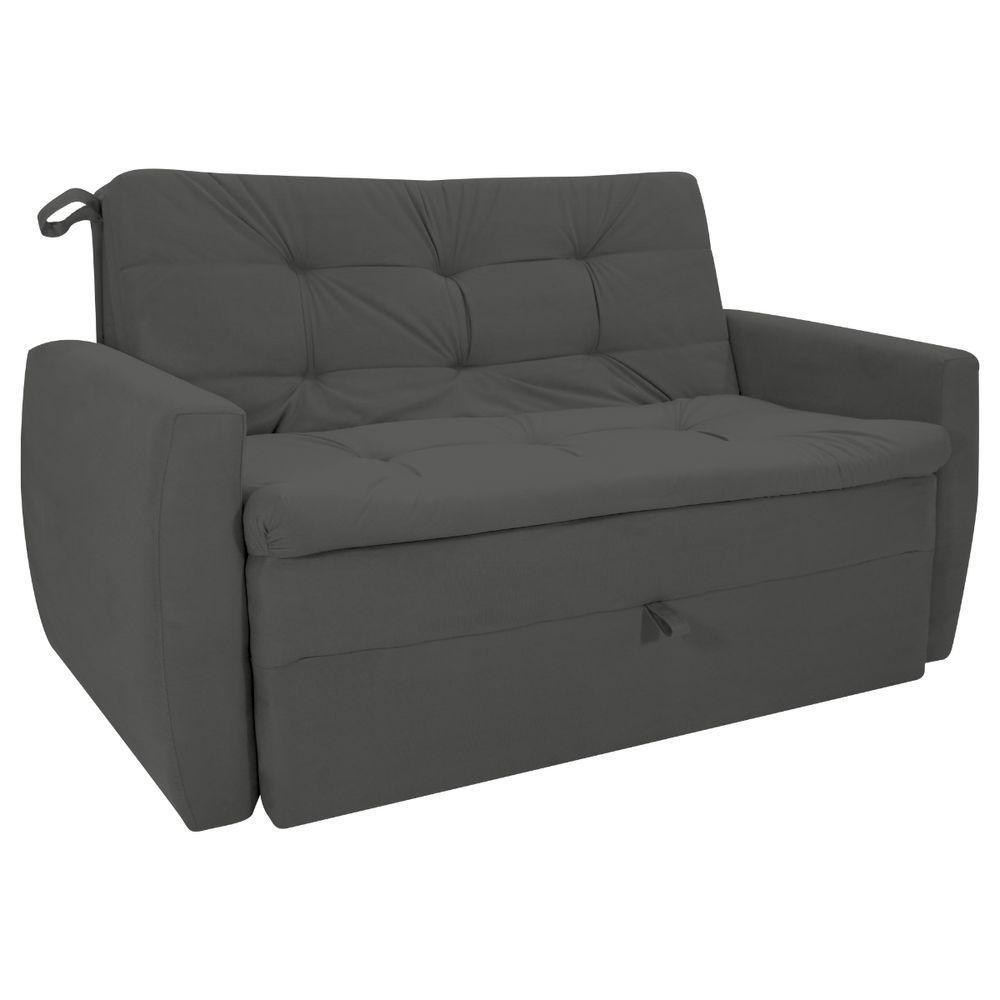 Sofá Cama Para Sala De Estar Hiro Suede Cinza - 2