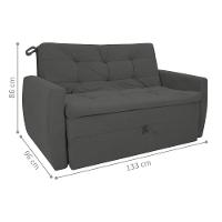 Sofá Cama Para Sala De Estar Hiro Suede Cinza - 4
