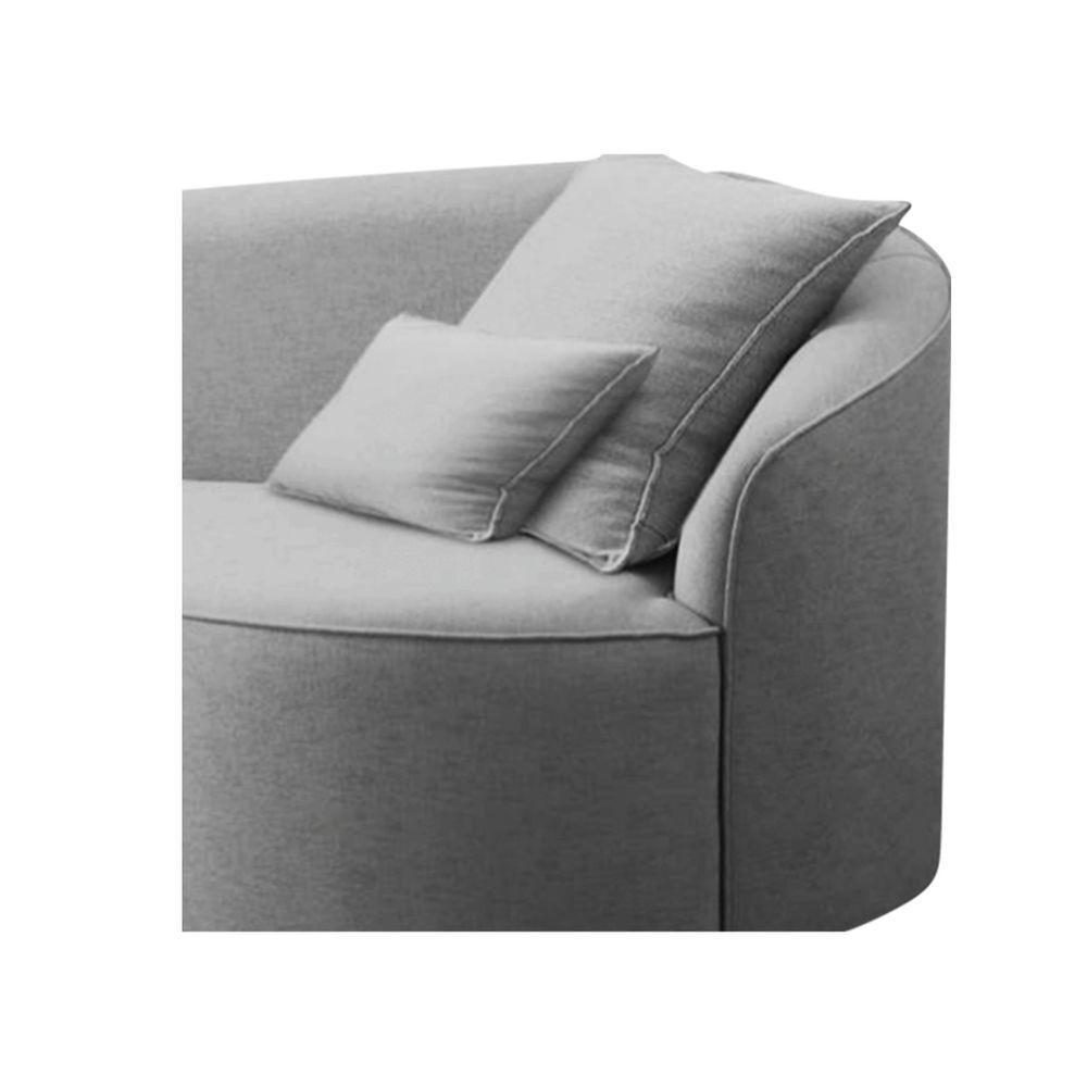 Divã Recamier Curvo Sala De Estar Recepção Lado Esquerdo Linho - Doce Sonho Móveis Cor Cinza Claro - 4