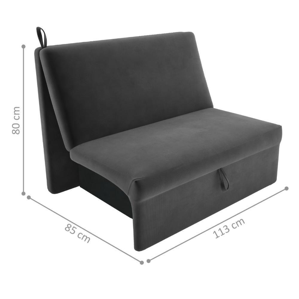 Sofá Cama 2 Lugares Belize Suede Cinza - 4