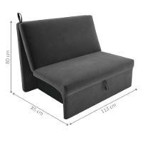 Sofá Cama 2 Lugares Belize Suede Cinza - 4