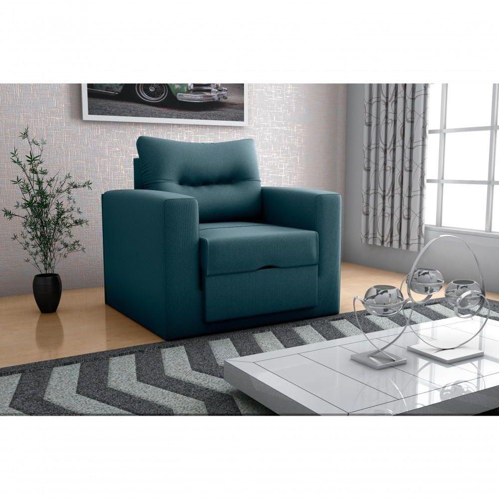 Sofá Cama Marissol 1 Lugar Suede Petróleo - 3