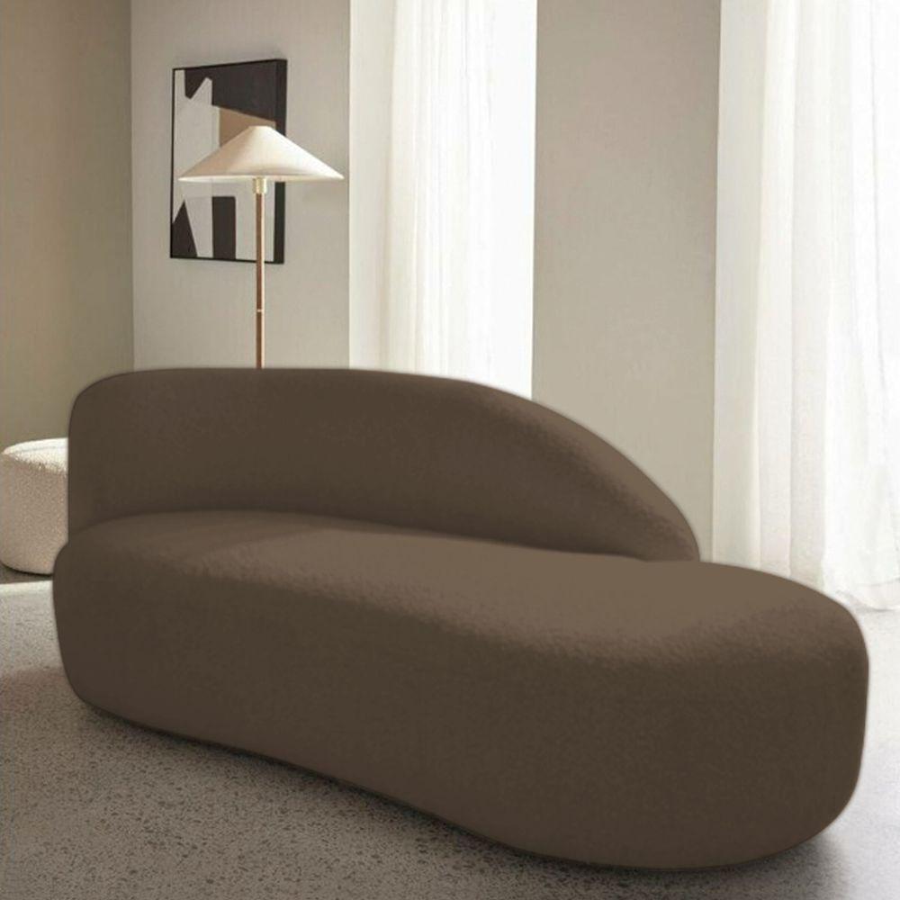 Divã Recamier Curvo Luna 140cm Lado Direito Suede - Doce Sonho Móveis Cor Marrom - 7