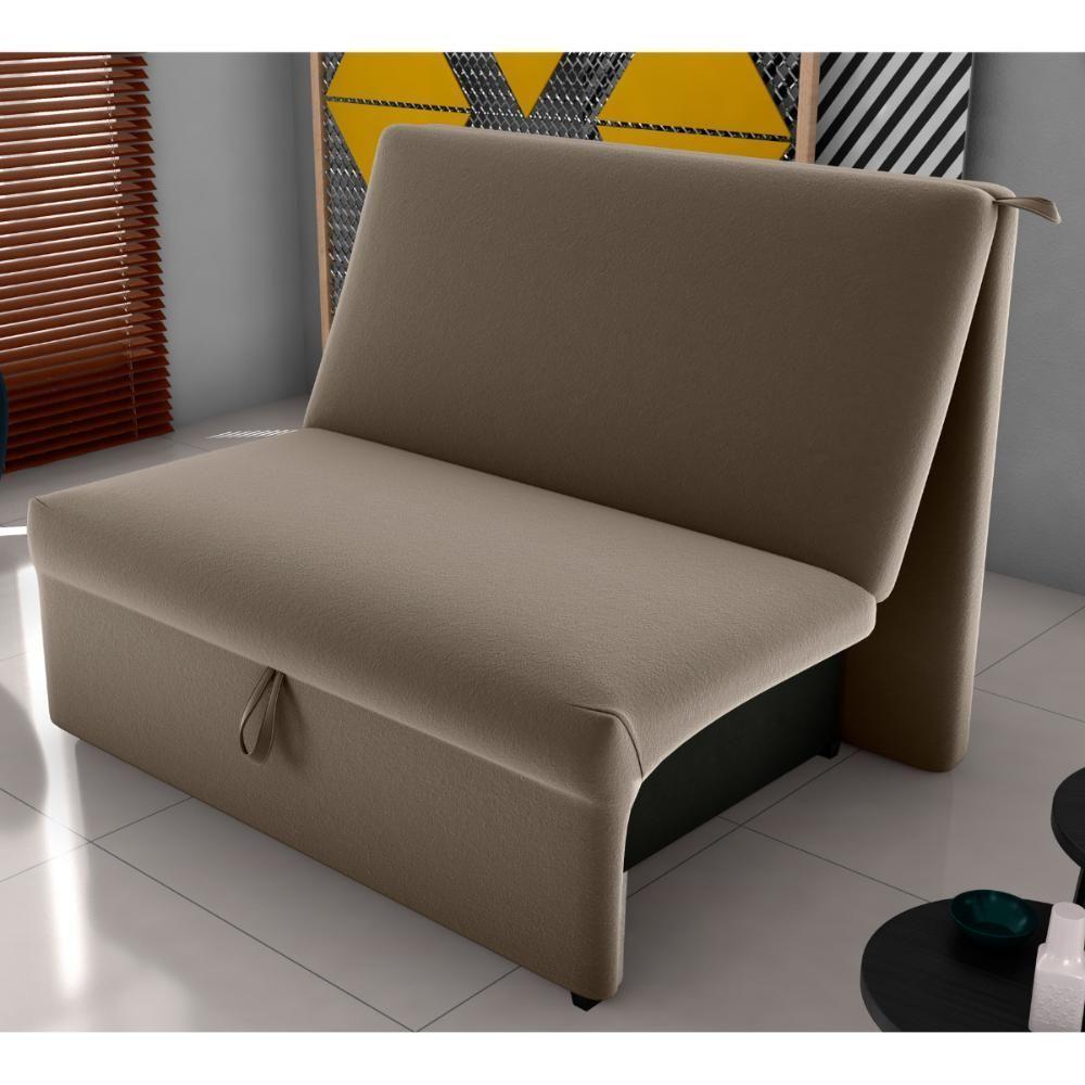 Sofá Cama 2 Lugares Ivan Veludo Cappuccino - 1