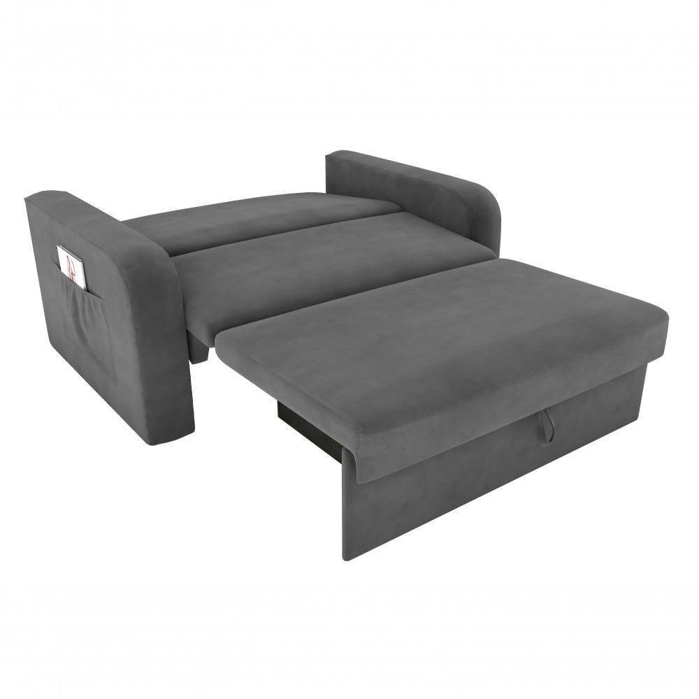 Sofá Cama Daiane 2 Lugares Com Baú Suede Cinza Matrix - 3