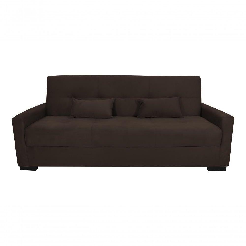 Sofá Cama Lavínia 3 Lugares Suede Marrom Matrix - 1