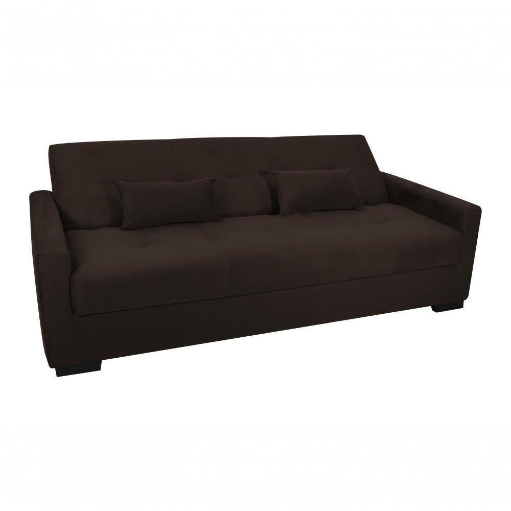 Sofá Cama Lavínia 3 Lugares Suede Marrom Matrix - 3