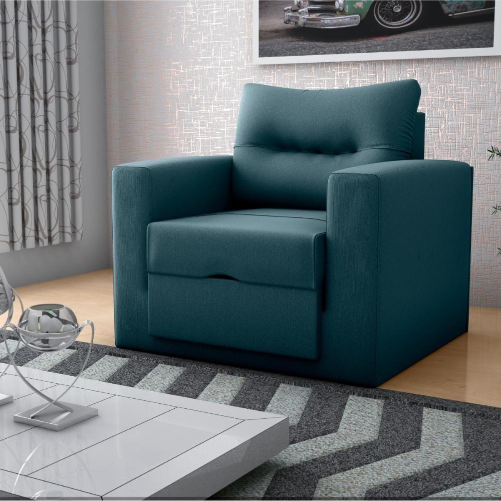 Sofá Cama Para Sala De Estar Landon Suede Petróleo - 1