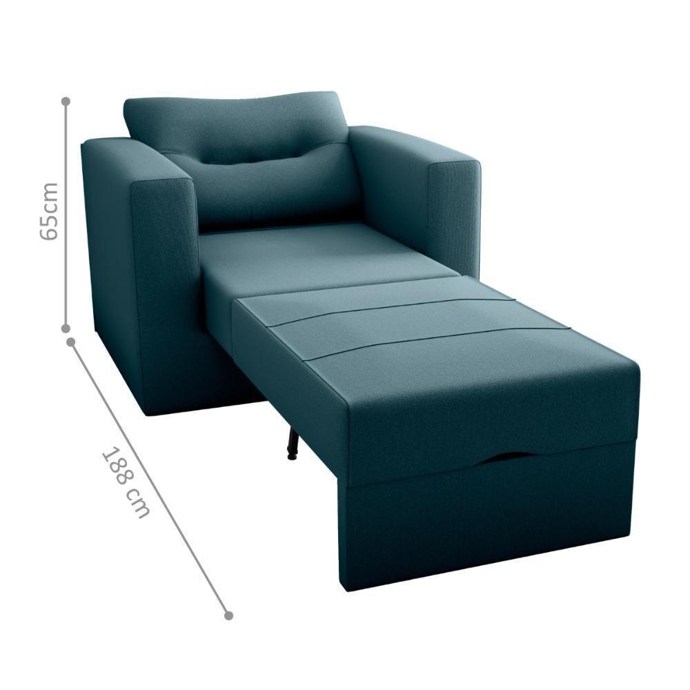 Sofá Cama Para Sala De Estar Landon Suede Petróleo - 3