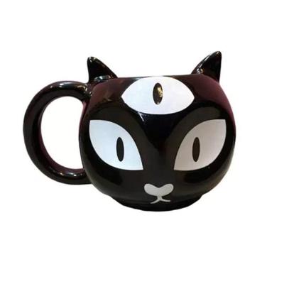 Caneca 3d Gato Terceiro Olho Cerâmica 300ml Broglio Preta