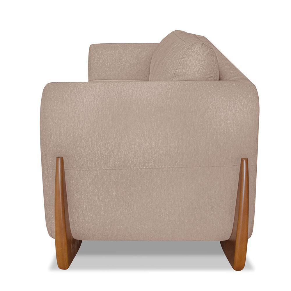 Poltrona Sala De Estar Base De Madeira Clarissa Linho Areia S04 - D'rossi - 4