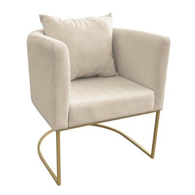 Poltrona Linho Base Metálica Dourado