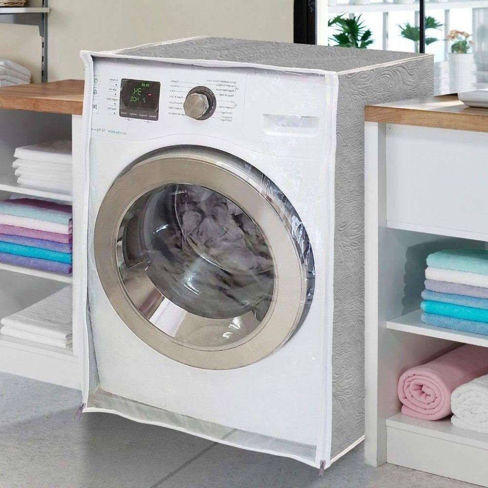 Capa De Máquina De Lavar - Cinza Com Abertura Frontal - 2