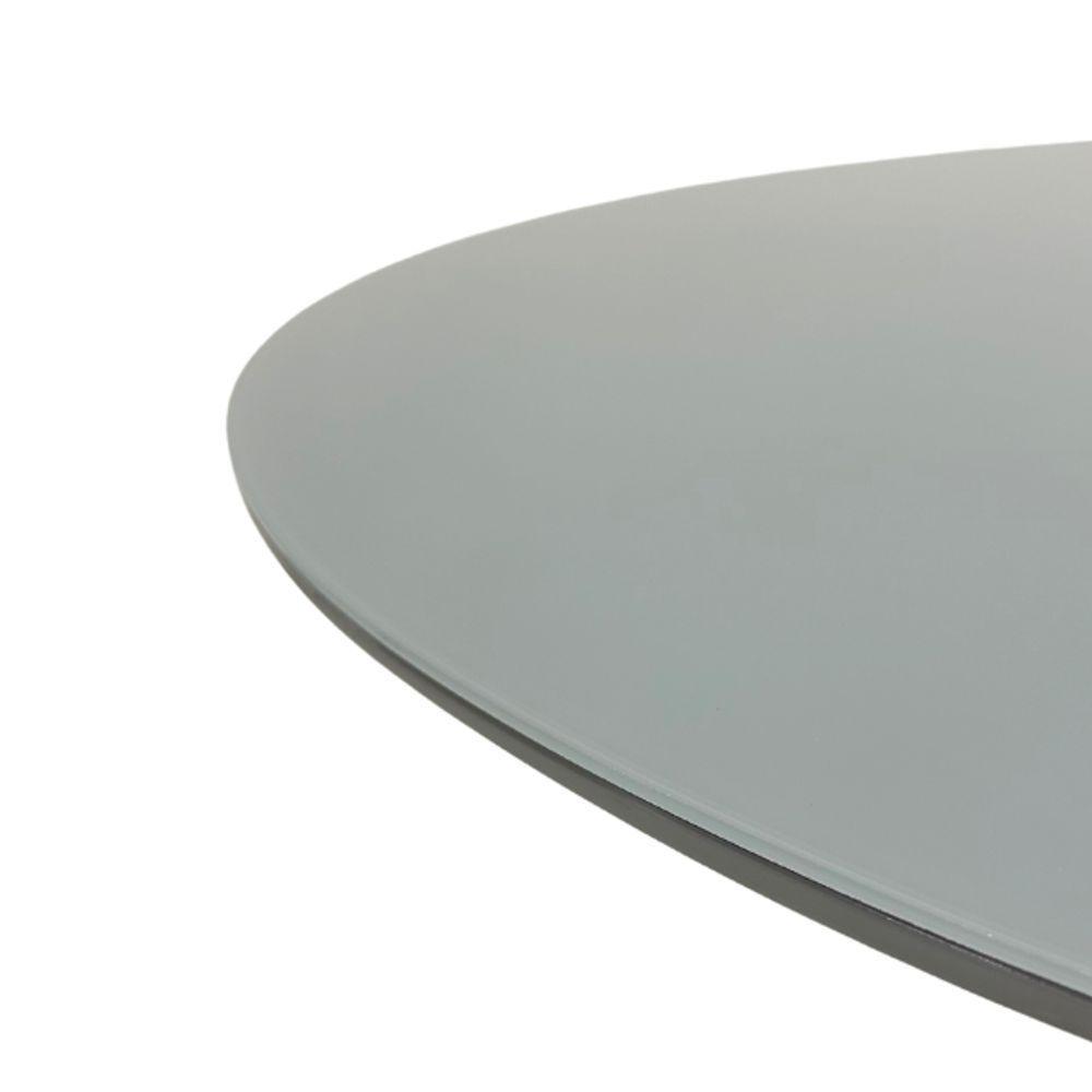 Mesa De Jantar Cone Balonê Redonda 150 Cm Tampo Laca Cinza + Vidro Base Cinza - 4
