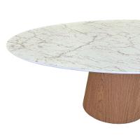 Mesa De Jantar Cone Oval 180x100 Cm Tampo Marmorizado Calacata Bronze - Base Freijó Marrom - 2