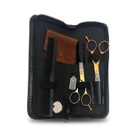 Kit Tesouras Profissional Dourada Com Estojo Para Corte - 3