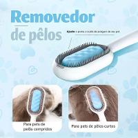 Escova Pet Azul Tira Pelos 2 Em 1 Cães E Gatos - 3