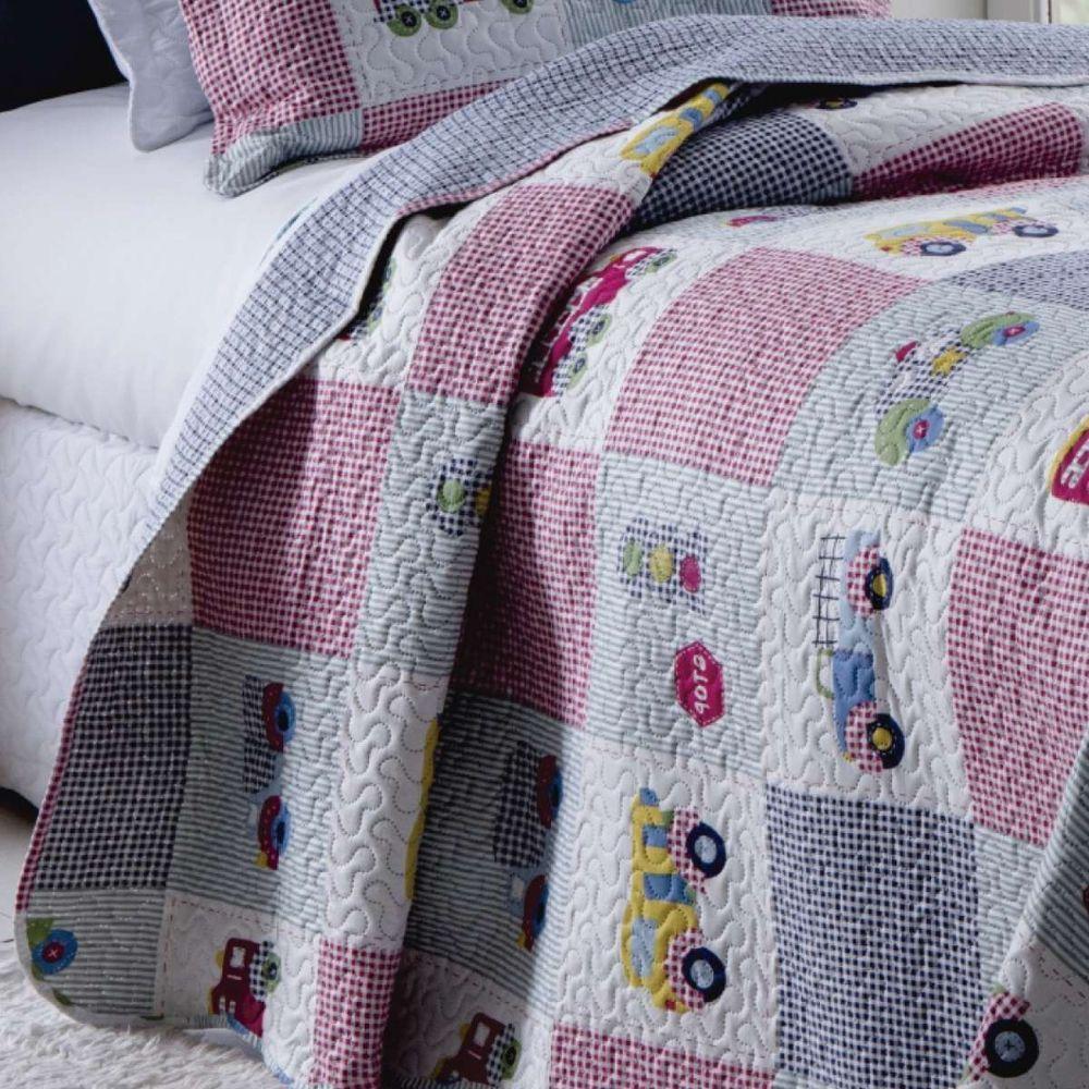 Kit Cobre Leito Solteiro Infantil Teen Patchwork + Porta-travesseiro Desenho 4.9 - 3