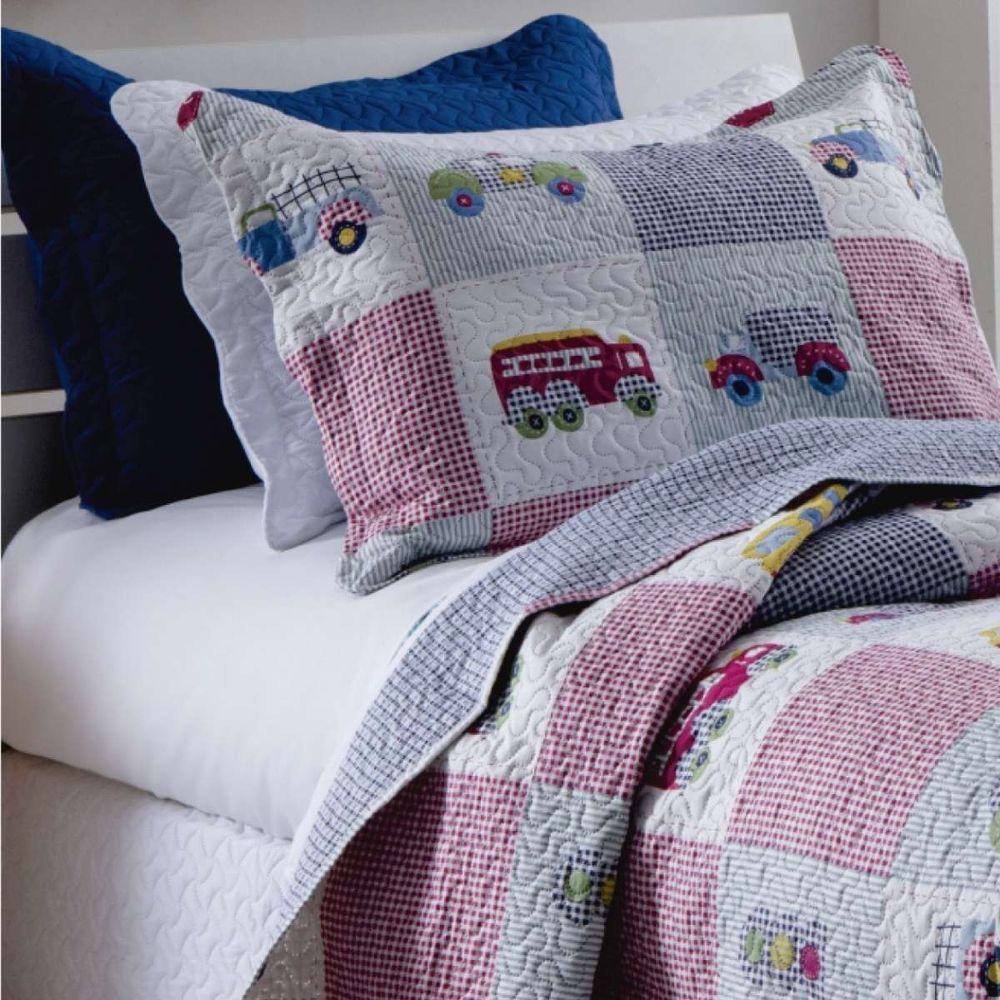 Kit Cobre Leito Solteiro Infantil Teen Patchwork + Porta-travesseiro Desenho 4.9 - 4