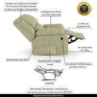 Poltrona Do Papai Reclinável Melim Power Elétrica Linho Fh1 - D'rossi Cor Bege - 6