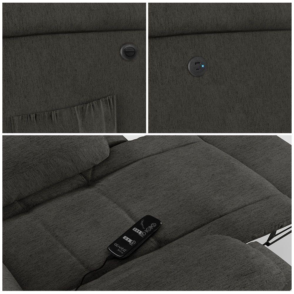 Poltrona Do Papai Reclinável Melim Power Elétrica Massagem Linho Fh1 - D'rossi Cor Grafite - 6