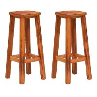 Kit 2 Banquetas Alta Sem Encosto Madeira Maciça - 1