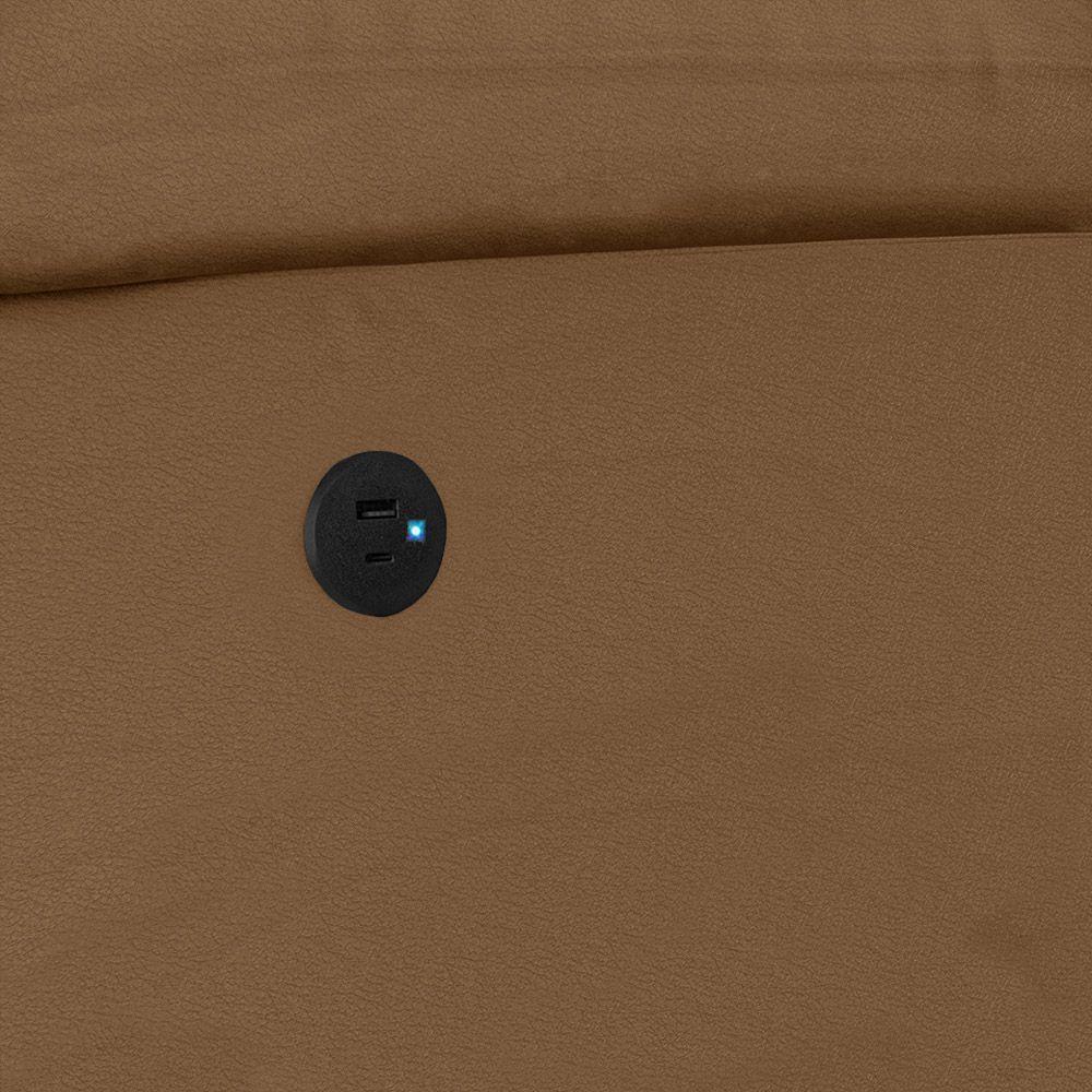 Poltrona Do Papai Reclinável Melim Glider Giratória Usb Sintético Pu Fh1 - D'rossi Cor Caramelo - 5