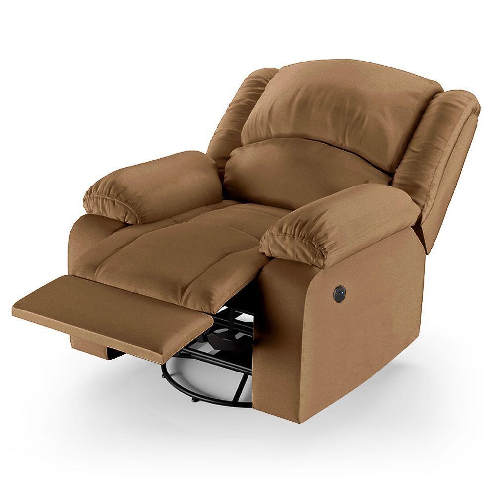 Poltrona Do Papai Reclinável Melim Glider Giratória Usb Sintético Pu Fh1 - D'rossi Cor Caramelo - 6