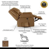 Poltrona Do Papai Reclinável Melim Glider Giratória Usb Sintético Pu Fh1 - D'rossi Cor Caramelo - 2