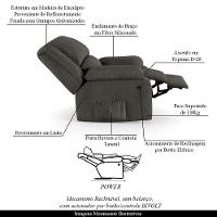 Poltrona Do Papai Reclinável Melim Power Elétrica Linho Grafite Fh1 - D'rossi - 7