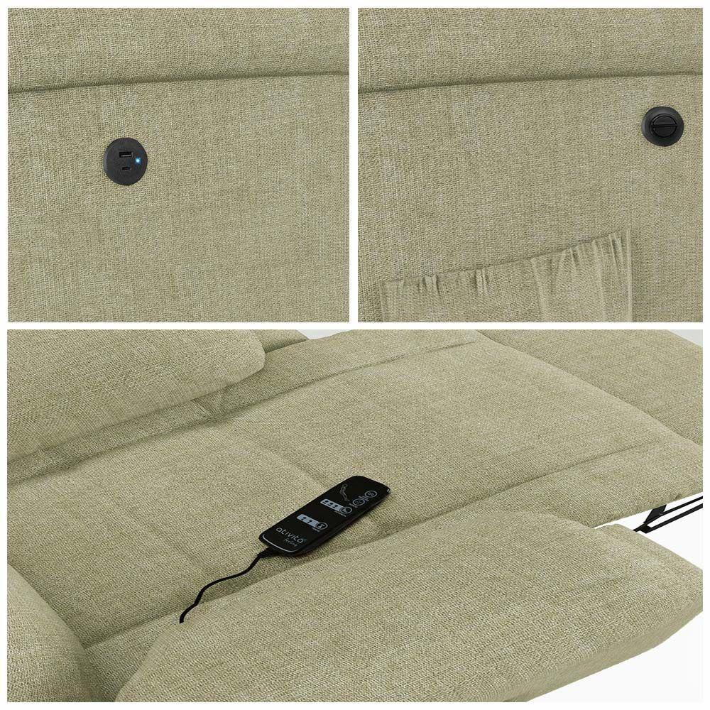 Poltrona Do Papai Reclinável Melim Power Elétrica Massagem Linho Fh1 - D'rossi Cor Bege - 5