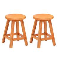 Kit 2 Banquetas Baixa Sem Encosto Madeira Maciça Natural - 1