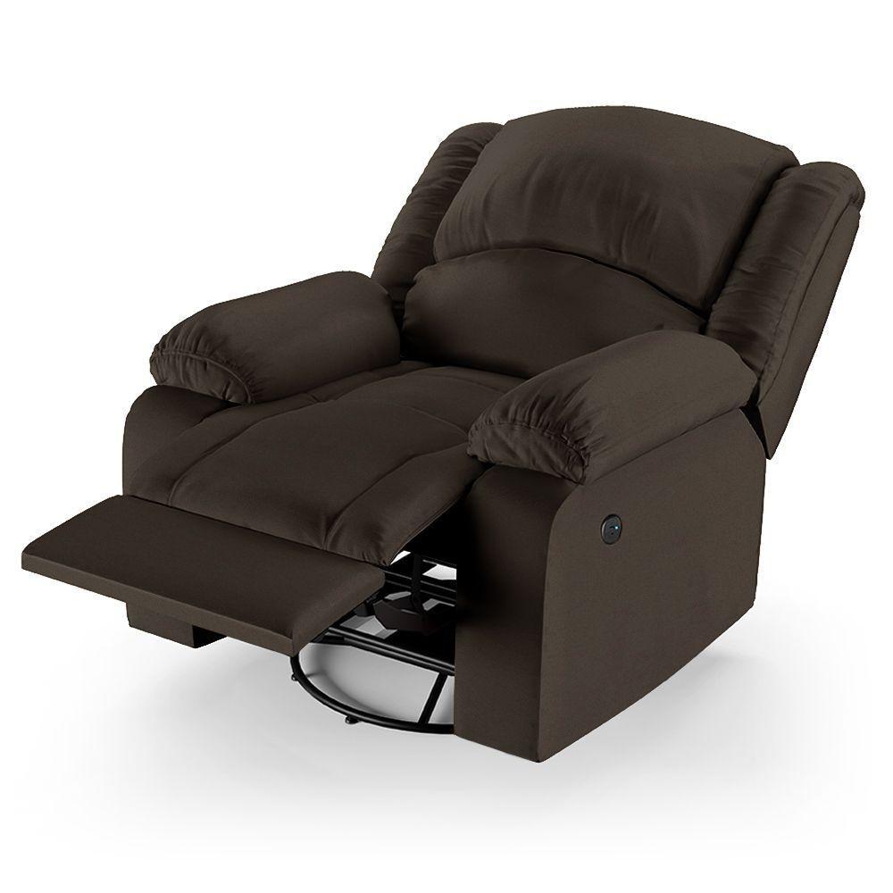 Poltrona Do Papai Reclinável Melim Glider Giratória Usb Pu Brilho Fh1 - D'rossi Cor Marrom - 2