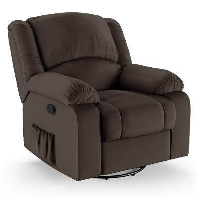 Poltrona Do Papai Reclinável Melim Glider Giratória Pu Marrom Fh1 - D'rossi