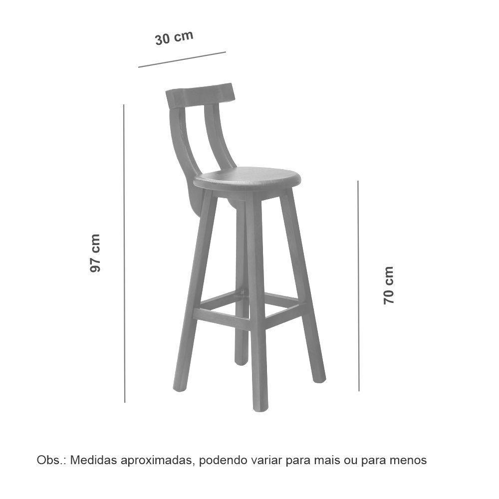 Kit 6 Banquetas Alta Com Encosto Madeira Maciça - Imbuia - 3