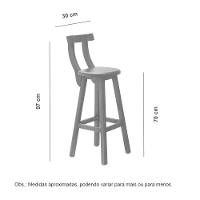 Kit 6 Banquetas Alta Com Encosto Madeira Maciça - Imbuia - 3