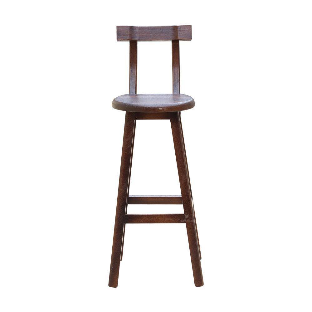 Kit 2 Banquetas Alta Com Encosto Madeira Maciça - Imbuia - 2