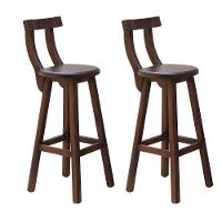 Kit 2 Banquetas Alta Com Encosto Madeira Maciça - Imbuia - 1