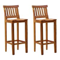 Kit 2 Banquetas Alta Madri Com Encosto Madeira Maciça Natural - 1