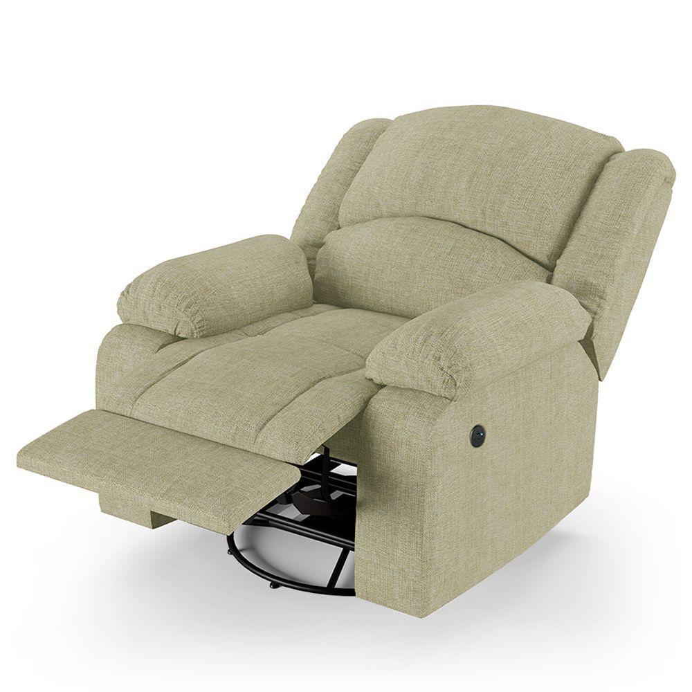 Poltrona Do Papai Reclinável Melim Glider Giratória Usb Linho Fh1 - D'rossi Cor Bege - 7