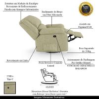 Poltrona Do Papai Reclinável Melim Glider Giratória Usb Linho Fh1 - D'rossi Cor Bege