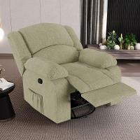 Poltrona Do Papai Reclinável Melim Glider Giratória Usb Linho Fh1 - D'rossi Cor Bege - 6