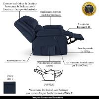 Poltrona Do Papai Reclinável Melim Power Touch Usb Pu Fh1 - D'rossi Cor Azul - 6