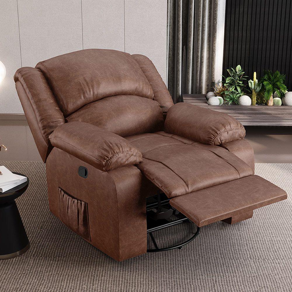 Poltrona Do Papai Reclinável Melim Glider Giratória Pu Brilho Fh1 - D'rossi Cor Marrom - 7
