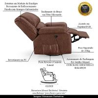 Poltrona Do Papai Reclinável Melim Glider Giratória Pu Brilho Fh1 - D'rossi Cor Marrom - 8