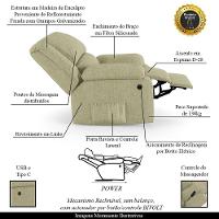 Poltrona Do Papai Reclinável Melim Power Elétrica Massagem Linho Bege Fh1 - D'rossi - 7