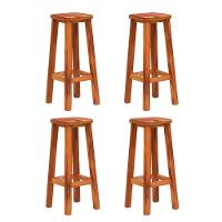 Kit 4 Banquetas Alta Sem Encosto Madeira Maciça - 1